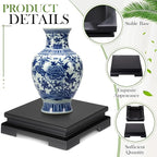 Chunful 2 Pcs Square Wooden Display Stand Wood Vase Display Base Black Pedestal Stand Square Vase Riser for Vases Teapot Trophy Collectibles Aquarium Lamp Home Decoration(7.9 x 7.9 x 2 Inch)