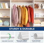 Mavivegue Closet Rod, 17 to 43 Inch Adjustable Closet Rods for Hanging Clothes, White, Hanging Rod for Closet Wardrobes Laundry RV, Bathroom