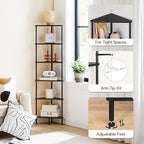 HOOBRO Corner Shelf Stand, Industrial 6-Tier Corner Bookshelf with Metal Frame, Bookcase, Plant Display Stand for Small Spaces, Living Room, Black BK36CJ01