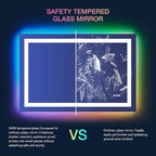 LOAAO 48"X40" LED Bathroom Mirror with Lights, Anti-Fog, Dimmable, RGB Backlit + Front Lighted, Bathroom Vanity Mirror for Wall, Memory Function, Waterproof, Tempered Glass