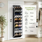 KEEPJOY 10 Tiers Mesh Over Door Shoe Organizer Storage, Hanging Shoe Holder for Door with Large Deep Pockets, Fit 20-30 Pairs Shoe Rack for Sneakers, Boots.(Black)