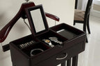 Proman Products Norstar Suit Valet Stand VL16245 with Detachable Hanger, Trouser Bar, Tie Bars, Mirror Tray & Drawer, 20”W x 15” D x 49”H, Mahogany