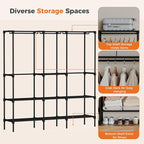 OLIXIS Portable Wardrobe Closet with Hanging Rods, 74.5 Inch Wide Portable Clothing Rack with Shelves, Heavy Duty Clothes Rack, Freestanding Closet Organizer