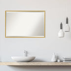Amanti Art White Wall Mirror 25x37 Paige White Gold Rectangle Bathroom Mirror for Wall Decor Living Room, Large Modern Wood Frame, Hangs Horizonally and Vertically, Bathroom Decor, Beveled Edge