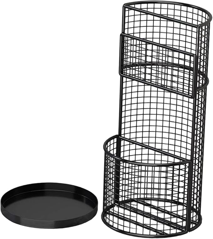 Umbrella Stand Iron Freestanding Organizer Rack Holder Stable Practical Iron Frame Suitable for Hotel Restaurant Entryway Office Hallway, Black