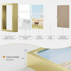 7x9 Aluminum Metal Picture Frame,Tempered Glass Gold Photo Frame 7x9 for Family Photo,Posters,Art,Document to Wall Mount Horizontally or Vertically