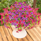 Artificial Fake Flowers Plants for Outdoors Spring Summer Decoration,16 Bundles Faux Flowers Silk Daisy Plants UV Resistant for Outside Planters Front Porch Patio Window Garden(Light Purple,Fuchsia)