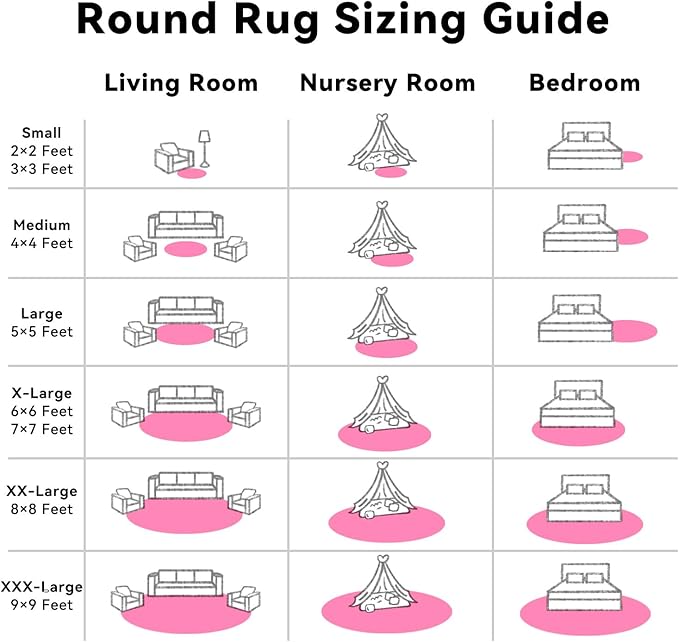 OLANLY Hot Pink Round Rugs for Bedroom - Machine Washable, 4 ft Circle Area Rugs for Living Room, Soft and Fluffy Shaggy Carpet for Teen Girls and Boys, Nursery Rooms, Dorms, Home Decor Aesthetic