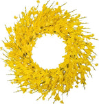 24 Inch Artificial Yellow Forsythia Flower Wreaths, Silk Leaves Paper Floral Wreath for Front Door, Spring Summer Decor, All Season Wreath for Wall Window Farmhouse Wedding Home Decor