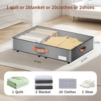 Under bed Storage With Wheels,Low profile 5.5 inches Height Storage Bins,Rolling Under bed Shoe Storage Containers,Under bed Storage Drawers for clothes & blankets