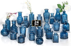 24PCS Mini Bud Vases As Wedding Centerpieces for Tables,Clear Bud Vases for Flowers,Small Flower Vases Suitable for Birthday Party,Anniversary,Wedding Reception,Baby Shower (Blue, 24PCS)