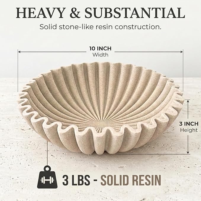 OAKOA Large Decorative Bowl for Home Decor - Purse Bowl Decor - Key Bowl for Entryway Table - Coffee Table Bowl - Organic Modern Home Decor