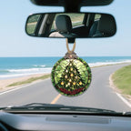 DASTOLL Stained Glass Christmas Decorations, Golden Bell Red Berries Suncatcher for Window Christmas Tree Hanging Ornaments Green Sun Catcher Xmas Decor Gifts for Women Men Mom Nana Friend