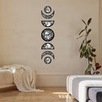 CREATCABIN 7Pcs Skulls Moon Phase Hanging Moon Cycle Wall Hanging Wooden Half Round Moon Ornament Ramadan Halloween Fall Home Decor Gifts for Bedroom Farmhouse Gallery Apartment Bar 37.1x6.3in