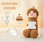 Funny Positive Crochet Animals Gag Doll Emotional Support Stuffed plushies for Adult Men Women,Weird Things Motivational White Elephant (Brown W with Hat)