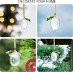 Crystal Acorn Christmas Tree Hanging Ornament Glass Acorn Hanging Ornament Brown Crystal Sun Catcher Decoration Winter Party Home Decoration