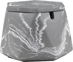 FREELOVE Concrete Ashtray with Lid & Stainless Steel Ashtrays for Cigarettes, Cement Ash Tray Smoking Holder Indoor Smokeless Outdoor Windproof Patio Home Office Cool Decor(Grey-White, Large)