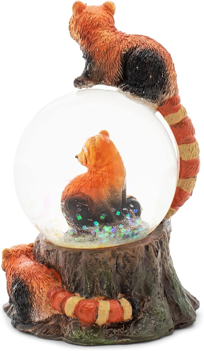 Elanze Designs Red Panda Miniature 45MM Sturdy Polyresin Magical Whimsical Tabletop Dresser Nightstand Glitter Water Snow Globe Figurine Decoration