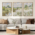 BINCUE Framed Wildflower Wall Art Rustic Floral Wall Decor Vintage Landscape Artwork Nature Flowers Wall Pictures Wildflowers Art Prints Florals Paintings for Living Room Bedroom Bathroom Farmhouse 16x24 Inches Set of 3 Gift