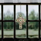 KOMI 7.2 Inch Celtic Wood Cross Irish Ornaments Christian Religious Christmas Wall Cross Hanging Ornaments Hope Peace Love Joy Carving Layered Cross Wooden Ornament