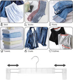 Clothes Pants Hangers, Space-Saving Skirt Holders with 360 ° Swivel Hooks, Adjustable Clips, Trouser Hangers, Clothes Coat Garment Jeans Hangers (20 Pack, Transparent)