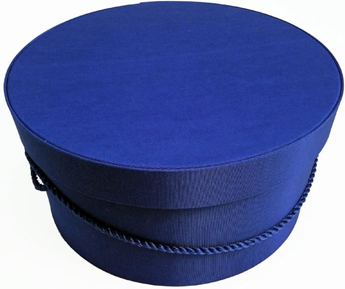 Sarah's Hat Boxes Classic Royal Hat Box – 18.5" x 9.5" (Dia. x Ht.) Handmade in USA – Odorless Non-Toxic Adhesive, Cording Handle – Premium Storage for Hats & Accessories