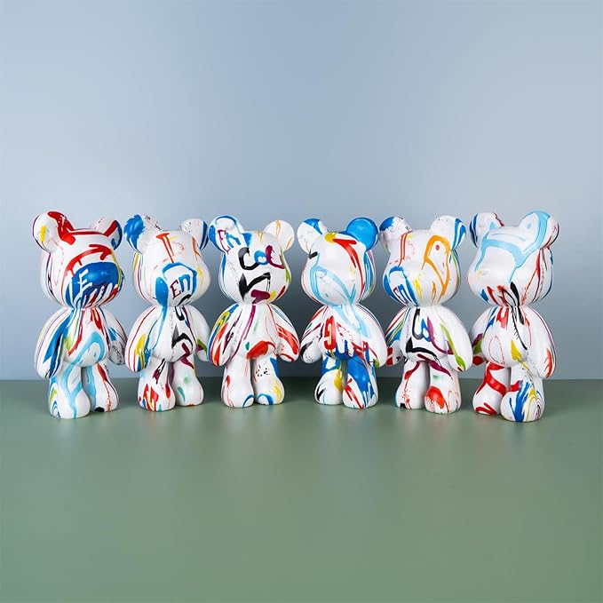 Bear Sculpture, Resin Animal Statue for Home Decor, Abstract Bear Decor for Office, Living Room, Bedroom on Table, Shelf, TV Cabinet (Modern Decor)