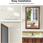 Bathroom Mirror for Over Sink,24x36Inch Thick Anti-Rust Wood Grain Metal Frame, Rectangle Decorative Wall Mirror with HD Tempered Glass, Horizontal or Vertical Mount for Vanity, Bathroom,Living Room