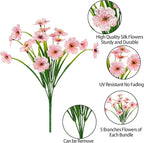 MACTING Artificial Flowers for Outdoors 12 Bundles Fake Flowers UV Resistant Faux Plastic Plants No Fade for Hanging Planters Window Patio Porch Garden Home Indoor Outside Decorations,Pink