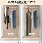 Belt Hanger, Metal Belt Rack Holder, 360° Rotatable, Maximum 24 Storage Capacity, Black, 2 Pcs