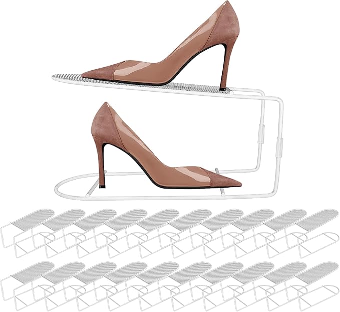 CiBiZi Shoe Slots Organizer 20Pack Metal Shoe Stackers for a Pair of Shoes Display Shelf Shoe Holder Shoe Storage Closet Organizers Shoe Space Saver Organizador de Zapatos White