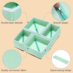 uxcell 1 Set Foldable Cloth Storage Box, 6 Slots Fabric Socks Underwear Drawer Dividers Organizers Baskets Bins for Clothes Socks Scarves Ties, Green
