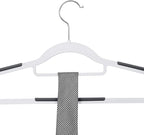 SONGMICS Pack of 30 Coat Hangers, Space-Saving Plastic Clothes Hangers, Non-Slip, 0.2 Inches Slim, 16.5 Inches Wide, 360° Swivel Silver Hook, White and Dark Gray UCRP20WG30