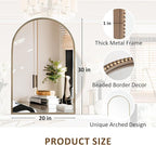 Arched Wall Mirror for Bathroom, 20"x30"-Ornate Decorative Bathroom Mirror with Beaded Metal Frame - Modern Distressed Hanging Wall Decor for Bedroom/Living Room/Entryway-Antique Gold Mirror