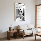 Framed Better Late Than Ugly Wall Decor Vintage Newspaper Wall Art Black and White Fashion Poster Audrey Hepburn Chic Decor New York Trends Glam Quote Canvas Print for Bedroom Bathroom Dorm 16x24inch
