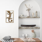 Newinhome Animal Heads Wall Decor (Includes Metal Frame) Resin Animals Sculptures Head Wall Hanging Decoration Gold vintage Wall Sculpture for Living Room Bedroom Office(Lizard)