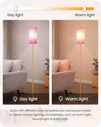 Floor Lamp, Pole with Foot Switch, Modern Standing Lamp Lampshade, Minimalist Freestanding Lamp (Bulb Not Included), for Living Room, Bedroom Office ETL Listed, Gold and Pink DP07LD05