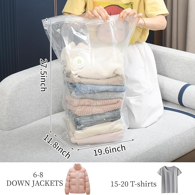 5 PACK Cube Vacuum Storage Bags,Large Cube (19.6 * 27.5 * 11.8 Inch),Electric Pump， Extra Large Vacuum Seal Bags for Clothing, Comforters, Blankets, Bedding, Closet Organization Space Saving