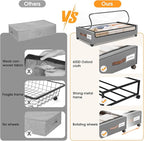 Under Bed Storage with Wheels 1Pack Underbed Storage with Clear Window&Label Under Bed Drawers Large Capacity Rolling Under Bed Storage for Clothes,Shoes, Blankets (Light Grey)