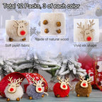 12 Pack Christmas Felt Elk Hanging Ornaments- Christmas Tree Wooden Reindeer Hanging Pendants Decorations for Xmas Party Tree Home Decor(4 Colors)