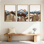 BINCUE Large Mountain Wall Art Vintage Mountains Wall Decor Framed Landscape Artwork Rustic Mountain Art Prints Farmhouse Landscape Wall Pictures for Living Room Bedroom Office Farmhouse 16x24 Inch Set of 3