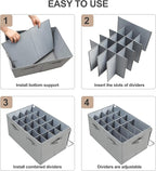 Shoe Organizer for Closet 2 Pack, Foldable Shoe Box with Adjustable Dividers and Clear Cover, Space Saving Shoe Storage Organizer Cabinet with Reinforced Handles, Fits 40 Pairs, Gray, TP11G