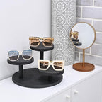 Ikee Design 3-Tier Wooden Display Riser for Jewelry, Wooden Jewelry and Figurine Display Risers, Wood Riser for Decor, Multilevel Stand for Action Figures and Home Decor, Black Color