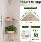 Artilady Macrame Wall Hanging Corner Shelf 2-Tier, Adjustable Boho Stable Shelves Display for Indoor Plants Candle Holder, Rustic Bedroom Living Room Home Decor (Beige 2-Tier)