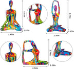 Colorful Abstract Yoga Figurines Set of 3 - Vibrant Graffiti Art Sculptures, Modern Home Decor Accents, Unique Gift for Yoga Lovers, Meditation Room & Living Room Shelf Desk Decor