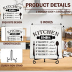 DETIHO Farmhouse Kitchen Signs, Kitchen Countertop Decor, Rustic Wooden Plaque with Iron Stand for Home Kitchen Tabletop Decor - G02