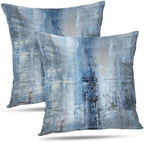 Blue and Grey Throw Pillow Cover Pack of 2, Abstract Art Gallery Modern Decorative Cushion Cover for Bedroom Sofa Living Room(22 x 22 Inch,Blue and Grey)