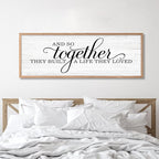 Rutiyoka Farmhouse Wall Decor: 'and so Together They Built a Life They Loved' Sign, 41.3''15'' Large Framed Wood Wall Art for Bedroom Couples Room Decor (Brown Frame)