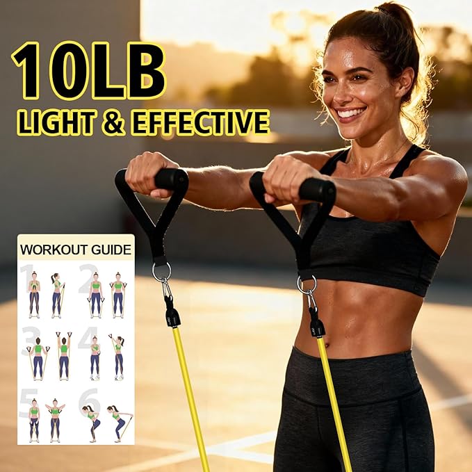 WHATAFIT Resistance Bands Set with Handles - Exercise Bands Home Gym Strength Training Equipment, Includes Door Anchor & Ankle Straps for Full Body Workout Bands, Physical Therapy - for Men and Women