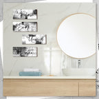 Maitys 4 Pcs Bathroom Wall Decor 10 x 4 Inch Bathroom Wall Art Contemporary Wood Restroom Pictures for Soak Unwind Relax Hanging Sign Spa Rustic Vintage Farmhouse Pediments(Black and White)